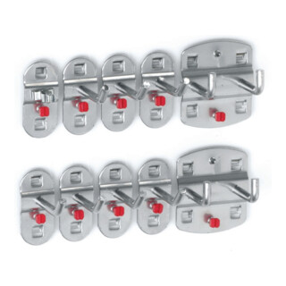 Werkzeughaltersortiment 10tlg.ku.-bescH 7Haken/2Doppelhaken/1Werkzeugklemme