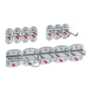 Werkzeughaltersortiment 12tlg.ku.-bescH9div.Haken/3Doppelhaken f.Lochplatten