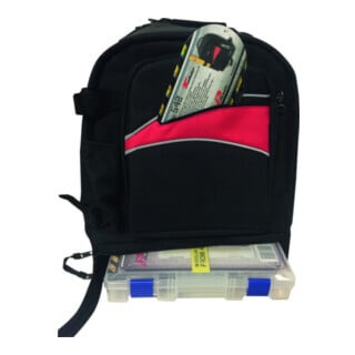 Werkzeugrucksack 542 TB L340xP200xH400mm spécial cuir noir/rouge PLANO