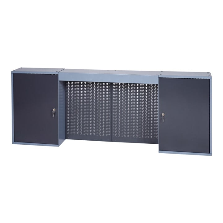 Werkzeugschrank H600xB1600xT200mm silber anth.4 Lochrückwände,2 Türen