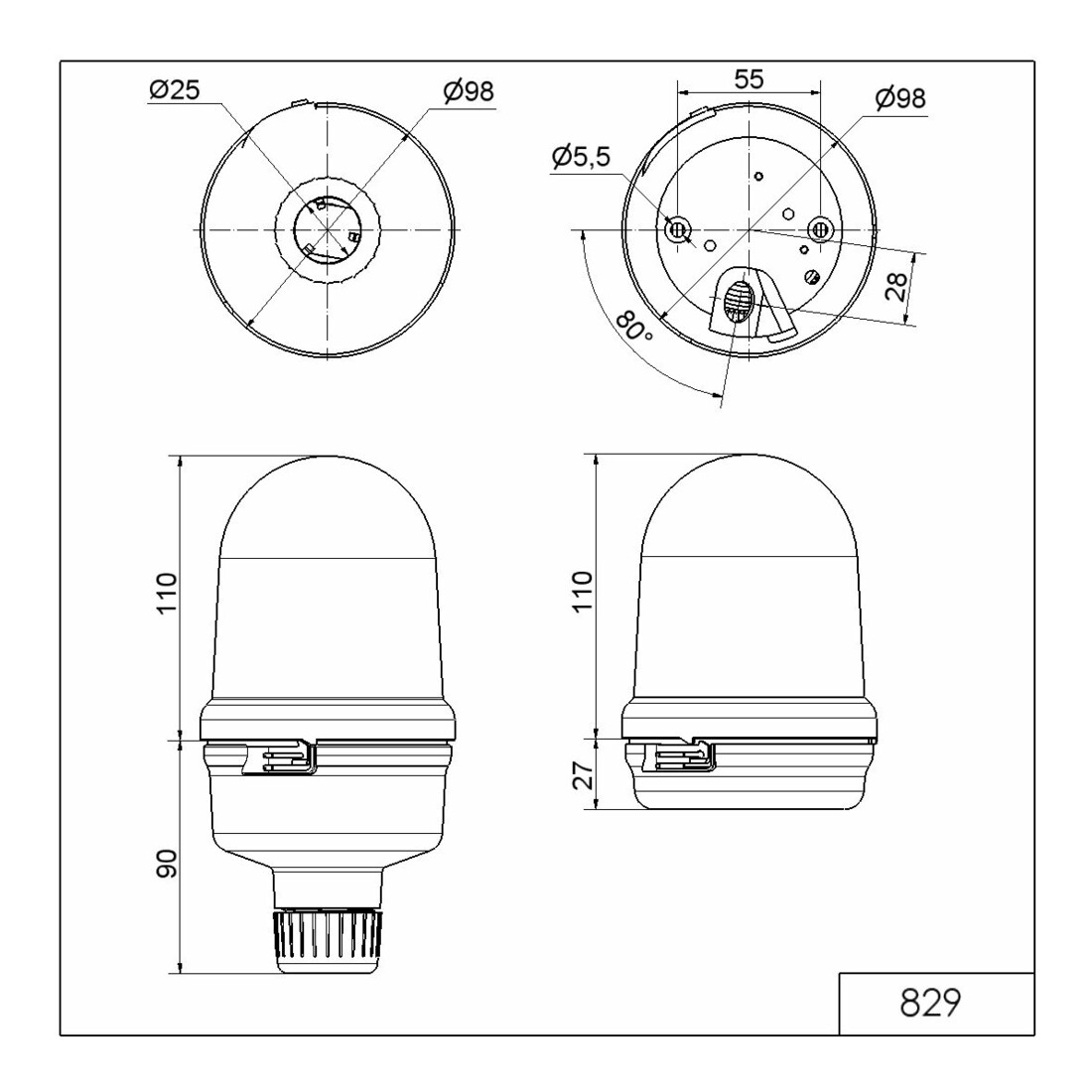 Werma LED-Doppelblitzleuchte BM 24V DC ge 82932055