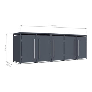 Westmann Abri pour poubelles Pedura 5 5x240L avec pédale Anthracite