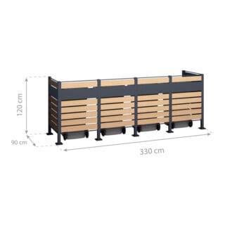 Westmann Afvalcontainerbekleding Planum 4x 240L 90 x 330 x 120cm