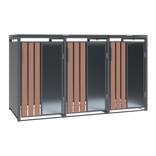 Westmann Bac à ordures Status 3 3 x 240L Anthracite aspect bois 80 x 198 x 116 cm