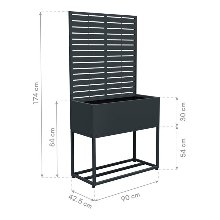 Westmann Bac à plantes avec treillis Dekora 4 Anthracite 42,5 x 90 x 174 cm