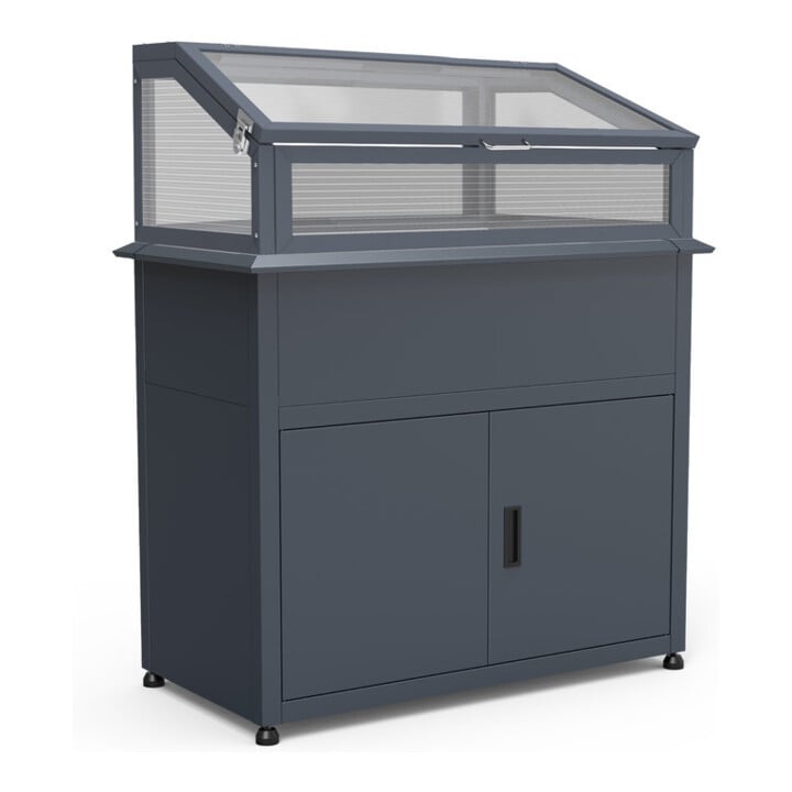 Westmann Bac de jardinage surélevé Plexa en métal avec rangement et bord anti-limaces Anthracite
