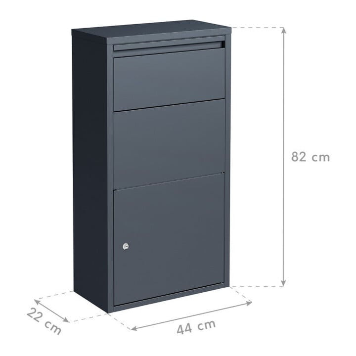 Westmann Briefkasten mit Paketbox Pollux freistehend Anthrazit 22 x 44 x 82cm