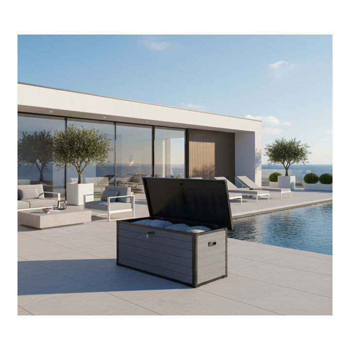 Westmann Coffre de jardin en plastique Silva 570L Anthracite XXL 74 × 150 × 66 cm