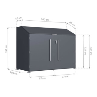 Westmann Fahrradgarage Linea 100 x 200 x 154cm anthrazit