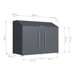 Westmann Garage à vélos Linea 100 x 200 x 154 cm anthracite