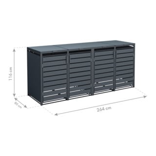Westmann Kubus afvalcontainerbox 4x240 L 264 x 80 x 116 cm