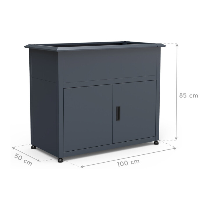 Westmann Metall Hochbeet Plexa mit Stauraum Schneckenkante Anthrazit