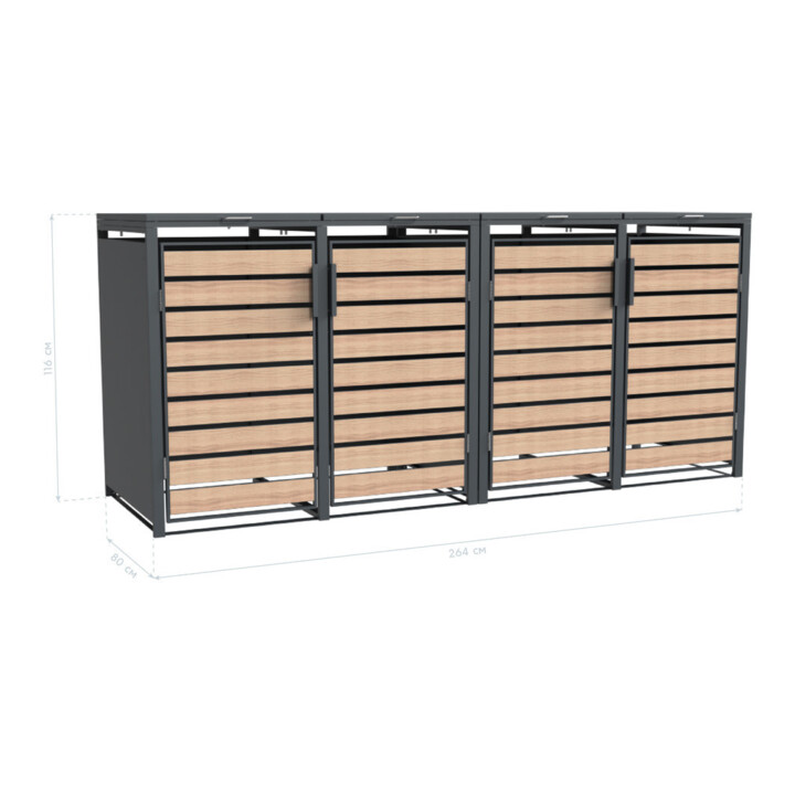 Westmann Mülltonnenbox Lacina 4x240 L 80 x 264 x 116cm