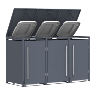 Westmann Mülltonnenbox Pedura 3 3x240L met voetschakelaar Antraciet 80 x 199 x 116 cm