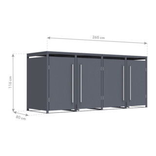 Westmann Mülltonnenbox Pedura 4 4x240L voetpedaal antraciet 80 x 265 x 116 cm
