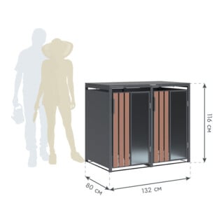 Westmann Mülltonnenbox Status 2 2 x 240L Anthrazit Holzoptik 80 x 132 x 116cm