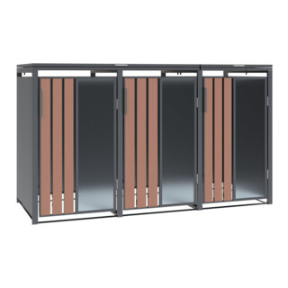 Westmann Mülltonnenbox Status 3 3 x 240L Antraciet Houtlook 80 x 198 x 116 cm