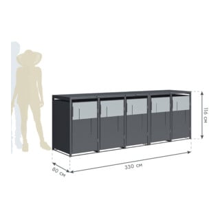 Westmann Mülltonnenbox Tonus 5 5 x 240L Anthrazit 80 x 330 x 116cm