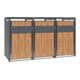 Westmann Mülltonnenbox Varius 3 3 x 240L Anthrazit Holzoptik 80 x 198 x 116cm