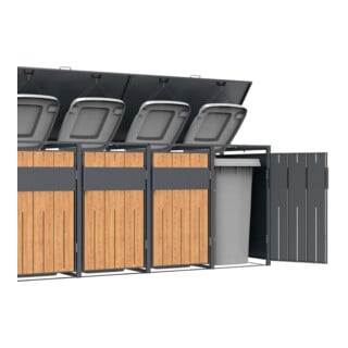 Westmann Mülltonnenbox Varius 5 5 x 240L Anthrazit Holzoptik 80 x 330 x 116cm