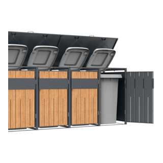 Westmann Mülltonnenbox Varius 5 5 x 240L antraciet houtlook 80 x 330 x 116 cm