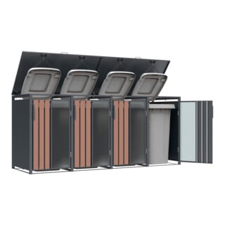 Westmann Mülltonnenbox Status 4 4x240L Anthracite aspect bois 80 × 265 × 116 cm