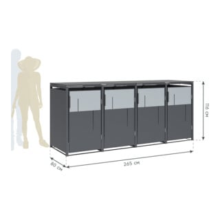 Westmann Mülltonnenbox Tonus 4 4 x 240L Anthracite 80 × 265 × 116 cm