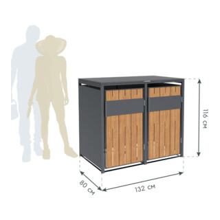 Westmann Mülltonnenbox Varius 2 2 x 240L Anthracite aspect bois 80 × 132 × 116 cm