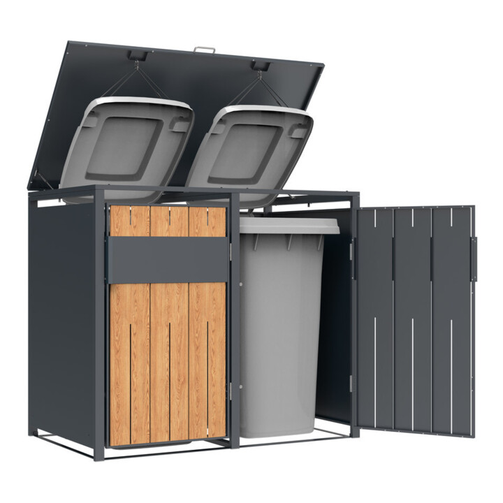 Westmann Mülltonnenbox Varius 2 2 x 240L Anthracite aspect bois 80 × 132 × 116 cm