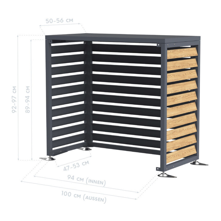 Westmann Verkleidung Wärmepumpe Boxa S antraciet houtlook 56 x 100 x 97 cm