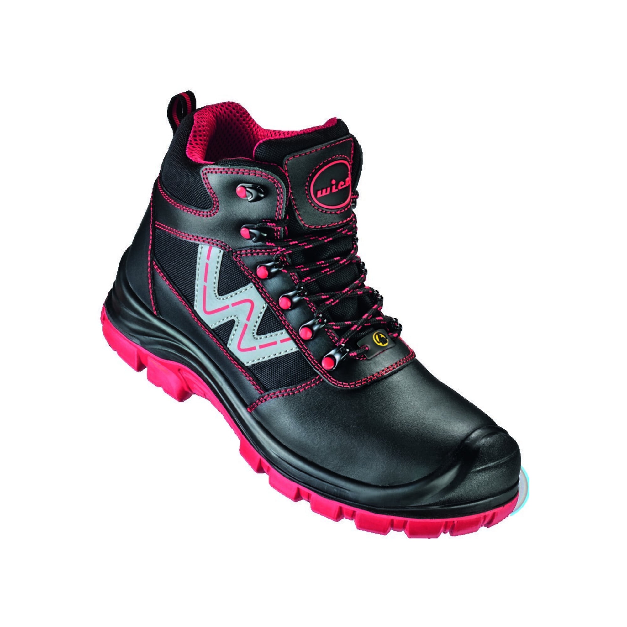 WICA Schnüstiefel CANELLI Schwarz/rot, S3 SR ESD Gr. 48 ; Feldtmann