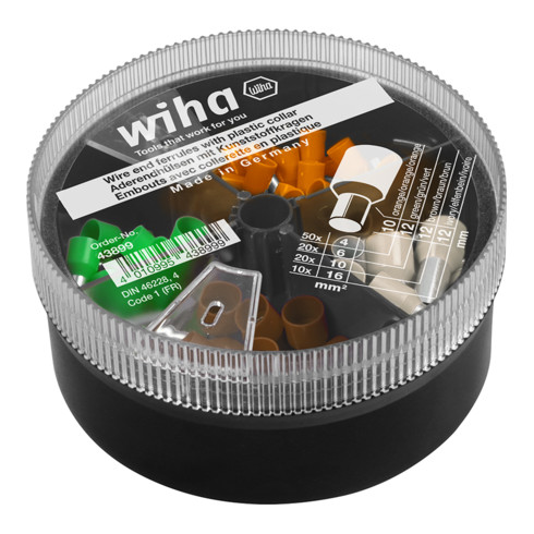 Wiha Aderendhülsen mit Kunststoffkragen Set 4 - 16 mm² Farbcode 1 in Streudose 1