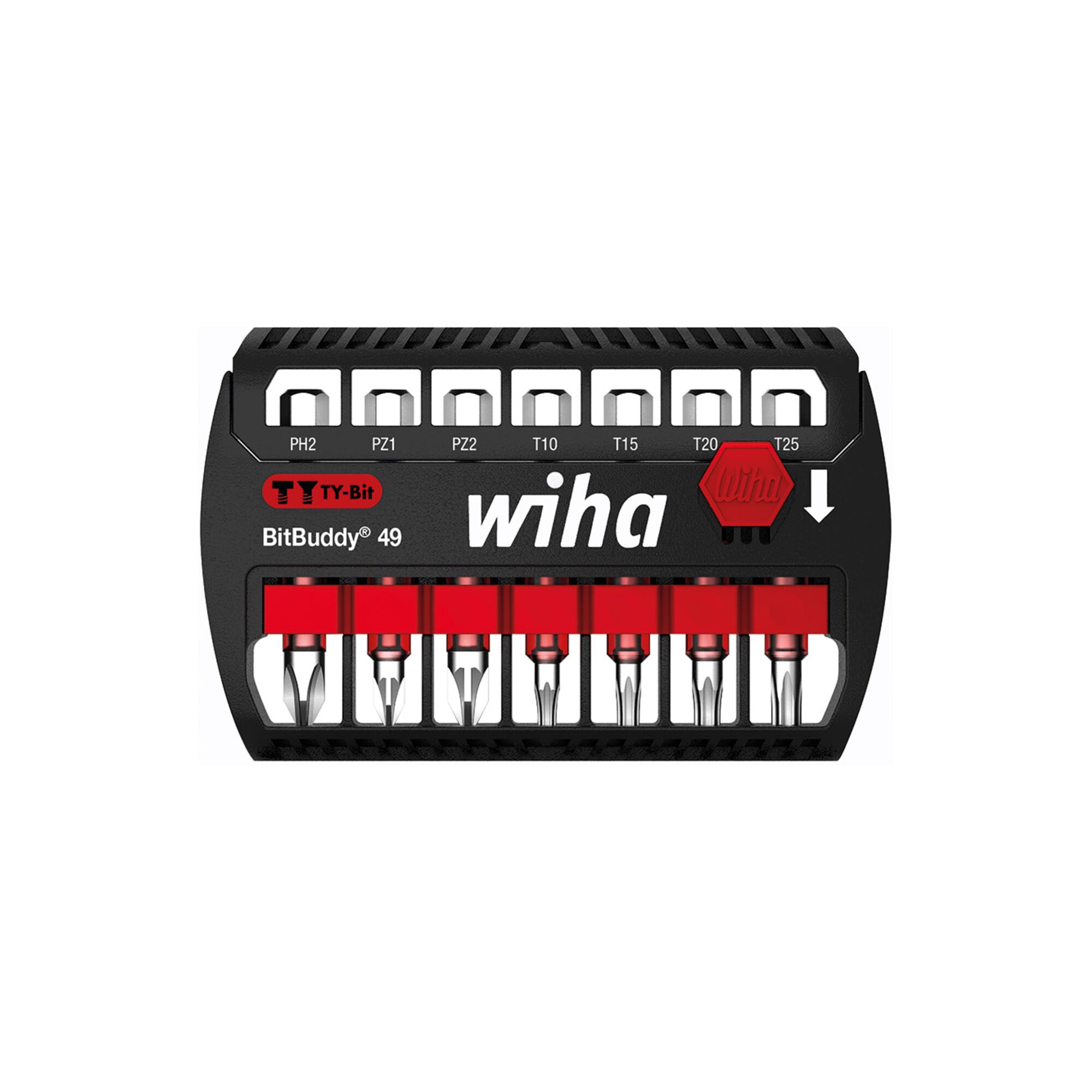 Wiha Bit Set BitBuddy 7-tlg. I TY-Bit 49 mm I PH, PZ, TX 1/4" E6,3 I Zubehör für Schraubanwendungen I Impact- und Schlagschraubergeeignet (42117)