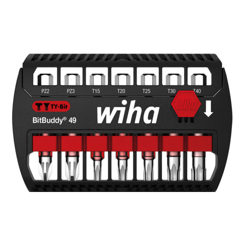 Wiha Bit Set BitBuddy 7-tlg. I TY-Bit 49 mm I PZ, TX 1/4" E6,3 I Zubehör für Schraubanwendungen I Impact- und Schlagschraubergeeignet (42118)