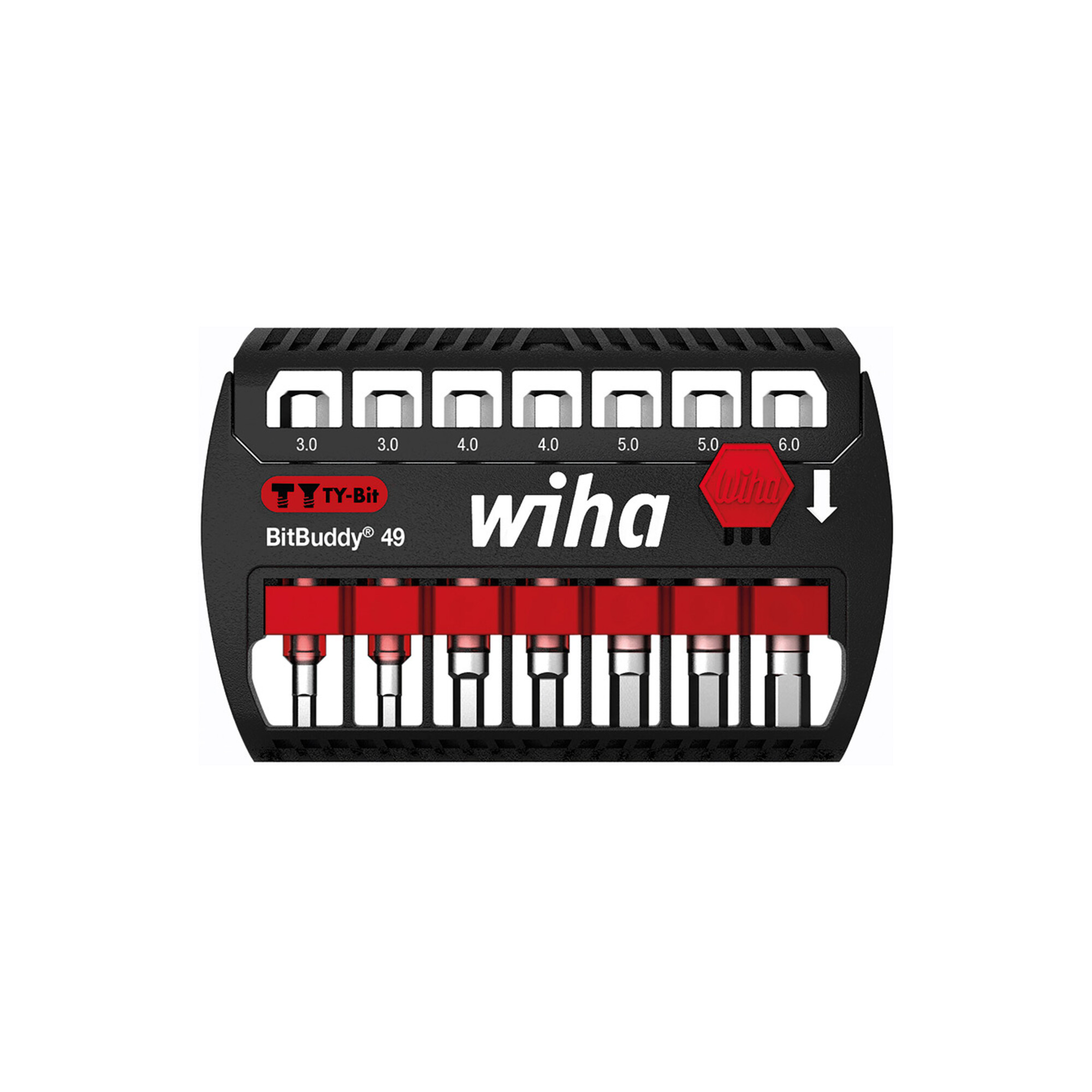 Wiha Bit Set BitBuddy 7-tlg. I TY-Bit 49 mm Sechskant 1/4" E6,3 I Zubehör für Schraubanwendungen I Impact- und Schlagschraubergeeignet (42114)
