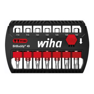 Wiha Bit Set BitBuddy 7-tlg. I TY-Bit 49 mm I TORX 1/4" E6,3 I Zubehör für Schraubanwendungen I Impact- und Schlagschrau