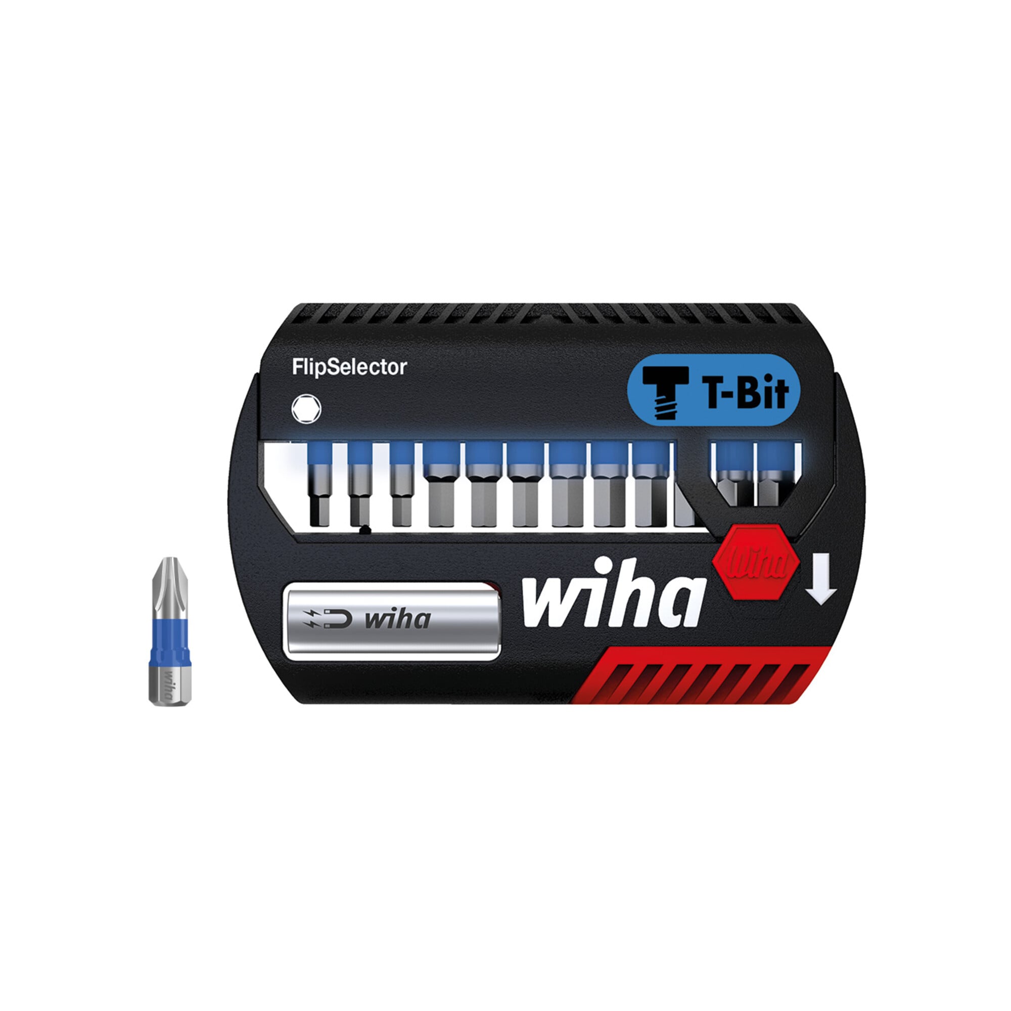 Wiha Bit Set FlipSelector 13-tlg. I T-Bit 25 mm, Sechskant 1/4" C6,3 I magnetischer Bithalter I Impact- & Schlagschrauber geeignet (41825)