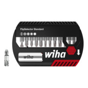 Wiha Bit Set FlipSelector Standard 13-tlg. I 25 mm gemischt 1/4" I magnetischer Bithalter I Öffnen per Knopfdruck (39078)