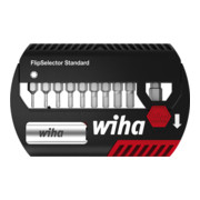 Wiha Bit Set FlipSelector Standard 25 mm Innensechskant 11-tlg. 1/4", Bitsatz mit magnetischem Universalhalter in praktischer Box, öffnen per Knopfdruck
