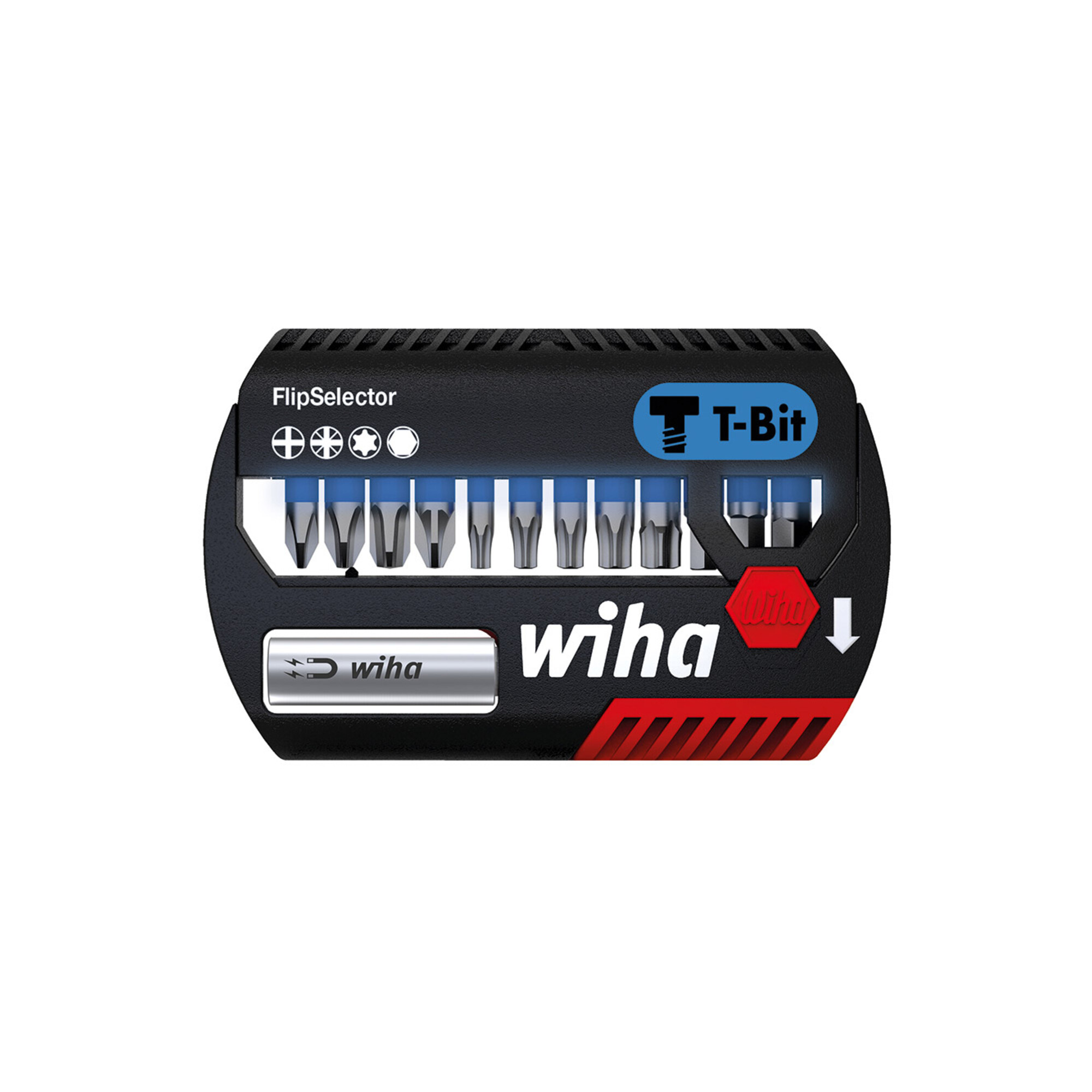 Wiha Bit Set FlipSelector T-Bit 13-tlg. I T-Bit 25 mm PH, PZ, TX, Sechskant 1/4" C6,3 I Impact- & Schlaugschrauber geeignet (41826)