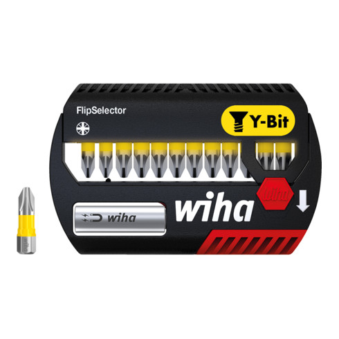 Wiha Bit Set FlipSelector 13-tlg. I Y-Bit 25 mm  Pozidriv  1/4" C6,3 I  magnetischer Bithalter I Impact- & Schlaugschrauber geeignet (41829)