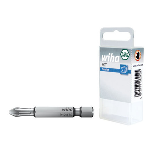 Wiha Bit Set Professional 50 mm Phillips (PH1) 2 pcs 1/4" dans un coffret (38676)