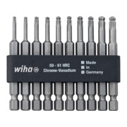 Wiha Bit Set Professional 70 mm TORX® tête sphérique 1/4" dans réglette d'embouts 10 pcs (32804)