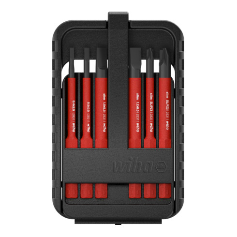 Wiha Bit Set slimBit electric Schlitz, Phillips 6-tlg. inkl. I slimBit-Box I flexibel, kompakt, mobil I VDE geprüft (43159)