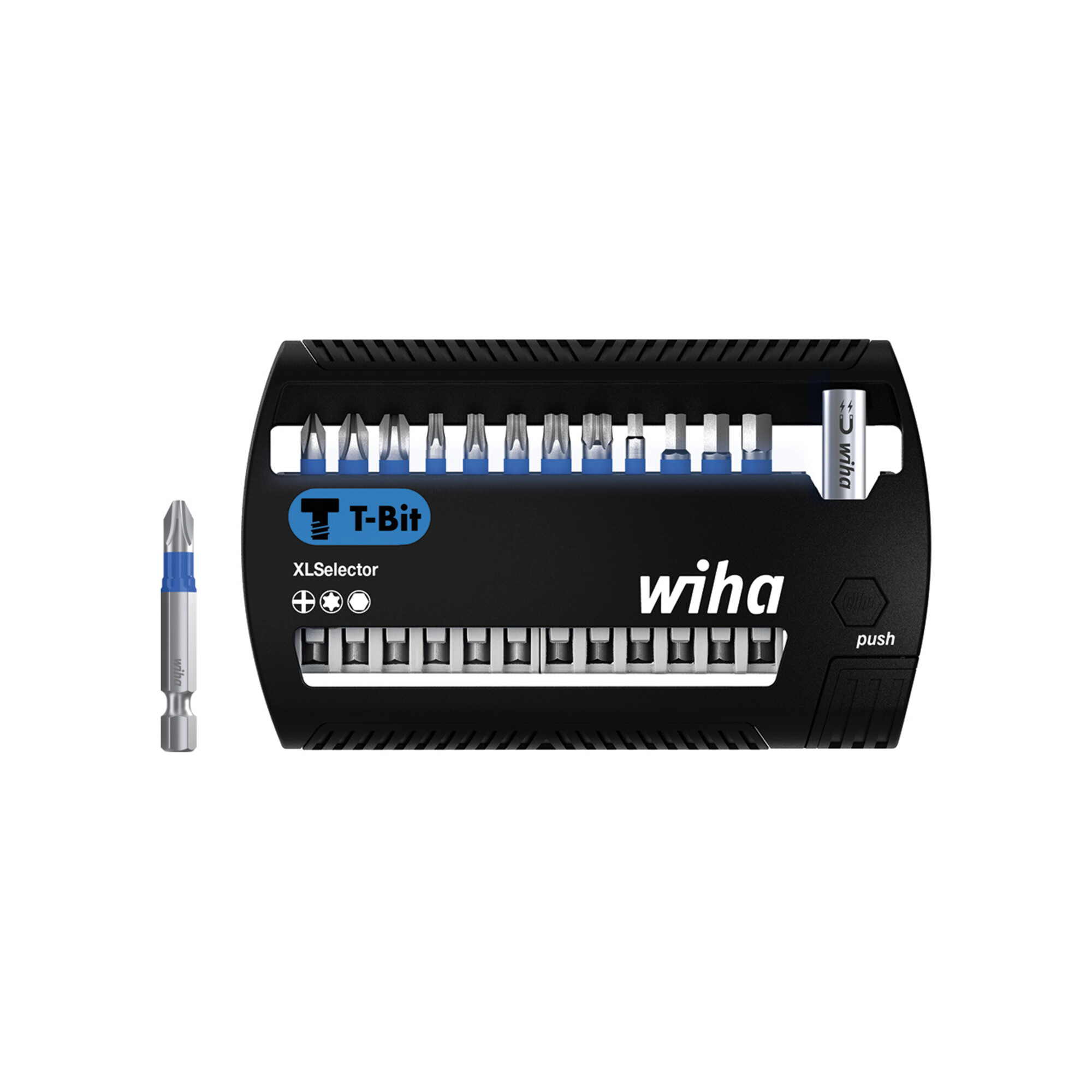Wiha Bit Set XLSelector 13-tlg. I T-Bit 50 mm PH, TX, Sechskant 1/4" E6,3 I magnetischer Bithalter I Impact- & Schlagschrauber geeignet (41831)