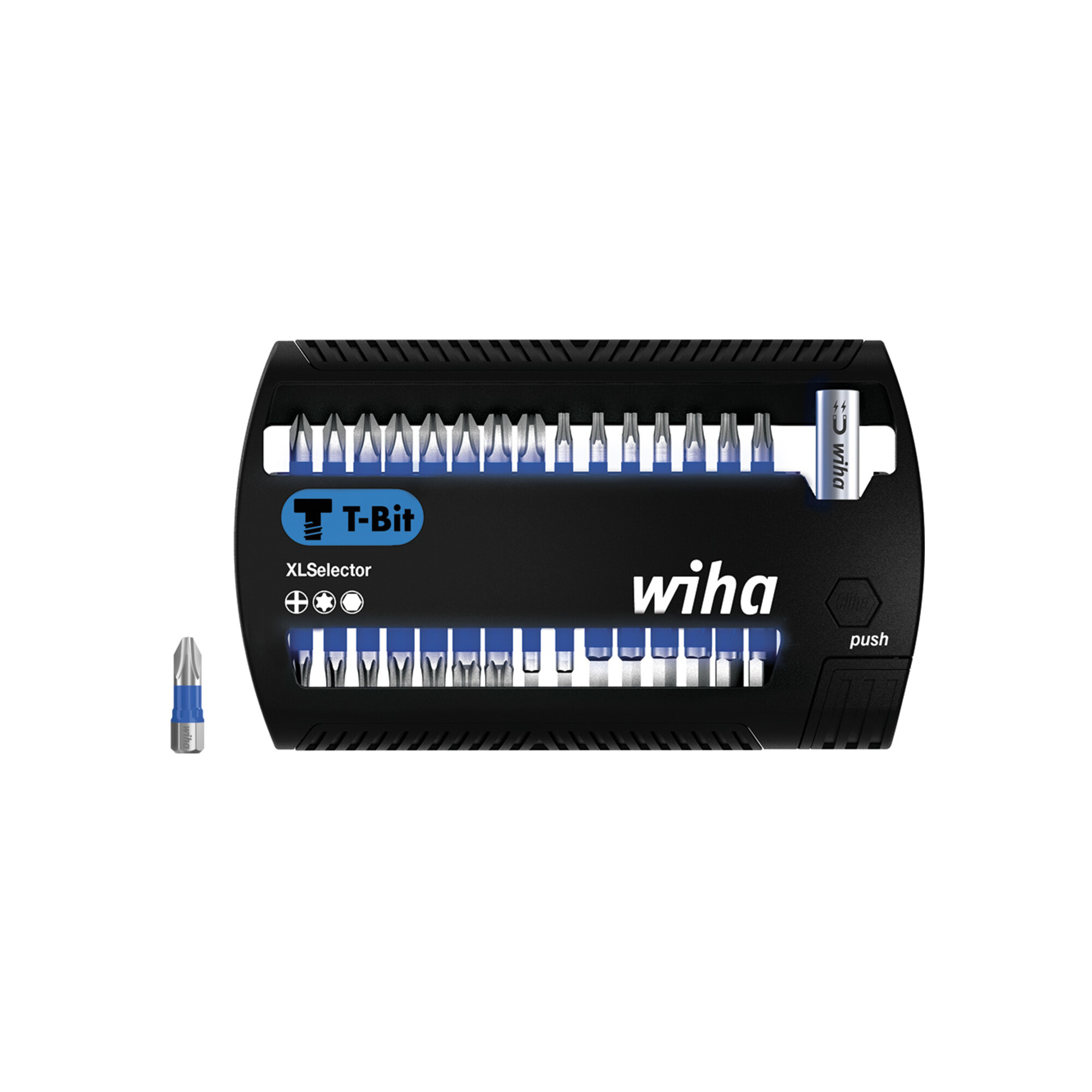 Wiha Bit Set XLSelector 31-tlg. I T-Bit 25 mm PH, TX, Sechskant 1/4" C6,3 I magnetischer Bithalter I Impact- & Schlagschrauber geeignet (41830)