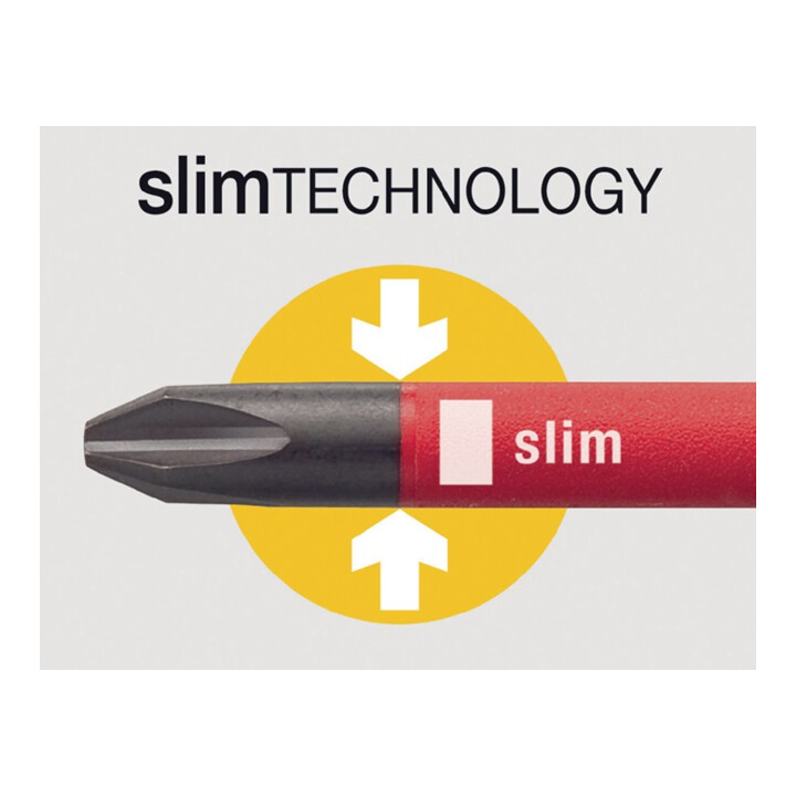 Wiha bitset slimBit elektrische sleuf, Phillips, Pozidriv 6 dlg. in slimBit-doos