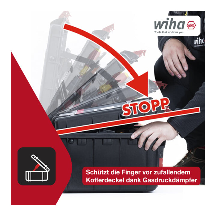 Wiha Caisse à outils Set XL 2 Trolley electric 60 pièces I Caisse à outils sur roulettes I Valise à outils I Boîte à outils remplie pour électricien (45795)