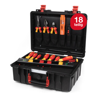 Wiha Coffret d'apprentissage pour installation électrique 18 pièces VDE I Coffret d'outils d'électricien rempli I Set d'outils pour professionnels et apprentis I Outils d'électricien