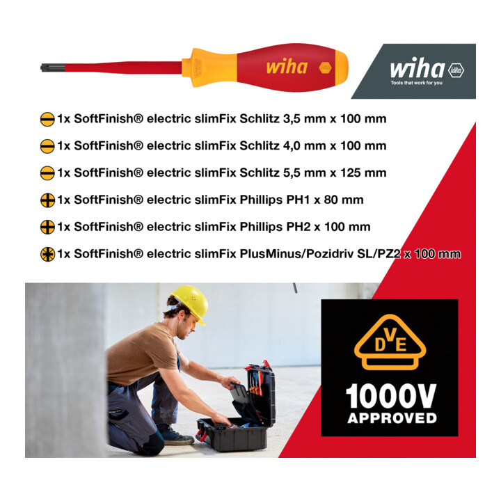 Wiha Coffret d'apprentissage pour installation électrique 18 pièces VDE I Coffret d'outils d'électricien rempli I Set d'outils pour professionnels et apprentis I Outils d'électricien
